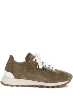 Brunello Cucinelli lace-up panelling sneakers - Brown