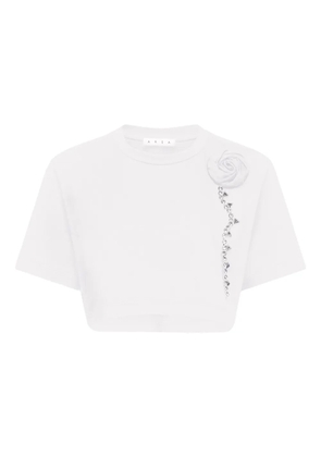 AREA crystal-embellished cropped t-shirt - White
