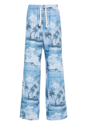 Palm Angels Sunset-print wide-leg trousers - Blue
