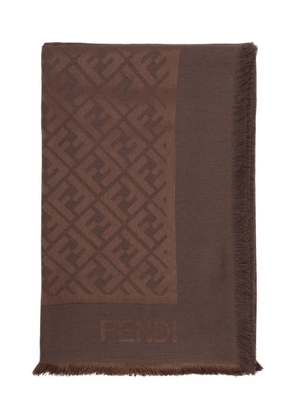 FENDI FF-monogram silk scarf - Brown