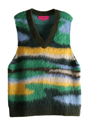 The Elder Statesman striped V-neck vest - Green