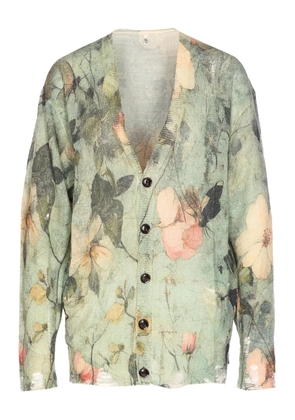 R13 floral-print distressed cardigan - Green