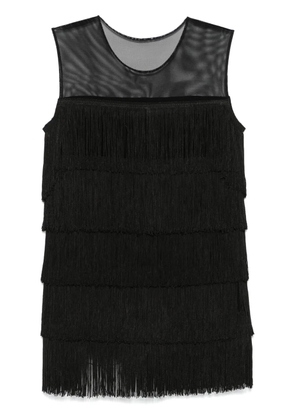 Norma Kamali fringed sleeveless mini dress - Black