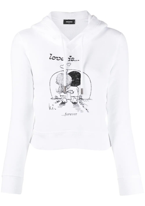 DSQUARED2 Love is Forever cropped hoodie - White