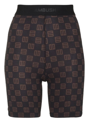 AMBUSH monogram-print high-waist cycling shorts - Black