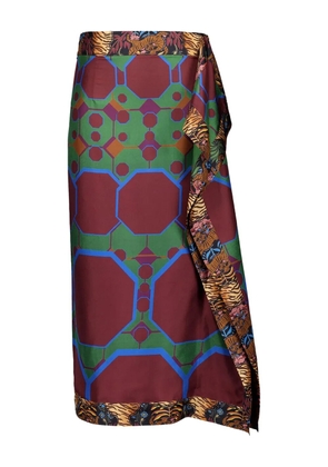 PAULA graphic-print wrap skirt - Red