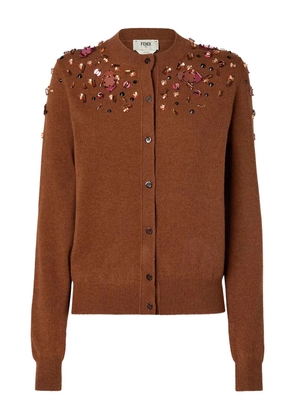 FENDI embellished cardigan - Brown