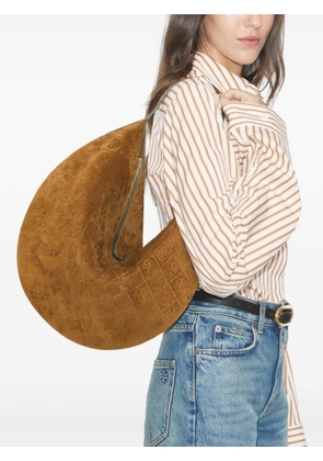 Tory Burch Balloon T-monogram suede shoulder bag - Brown