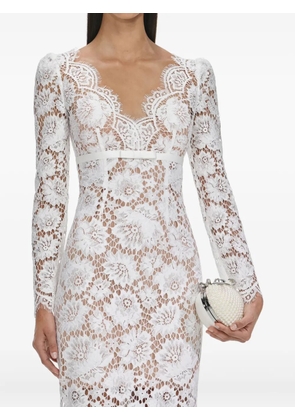 Self-Portrait floral-lace long-sleeve midi dress - White