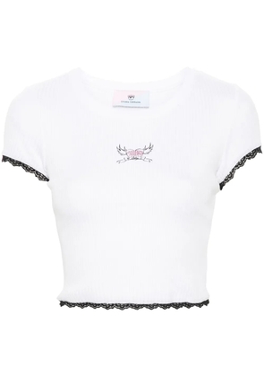 Chiara Ferragni Punk logo-print ribbed top - White
