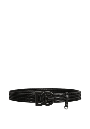 Dolce & Gabbana DG-plaque woven belt - Black