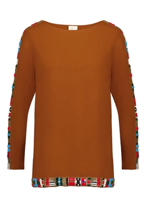PAULA beaded boat-neck top - Orange