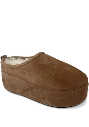 Balenciaga platform flat mules - Brown