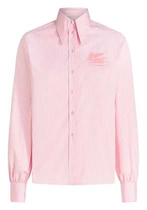 ETRO logo-embroidered striped cotton shirt - Pink