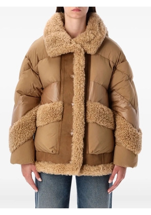 Urbancode panelled hooded puffer jacket - Brown