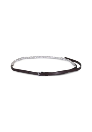Dorothee Schumacher pearl-embellished leather belt - Brown