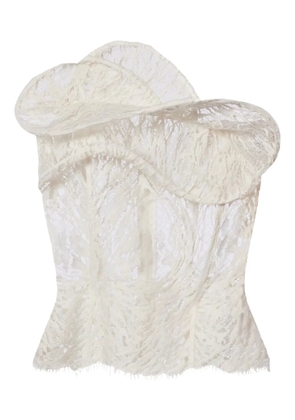 Magda Butrym ruffled lace corset top - Neutrals