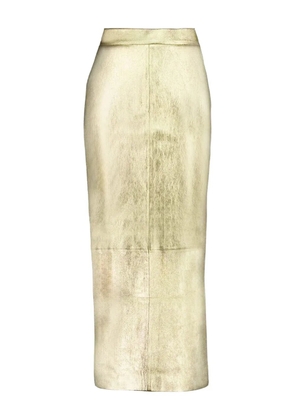 PAULA metallic-effect leather skirt - Gold