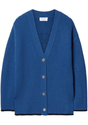 Off-White logo-embroidered cardigan - Blue