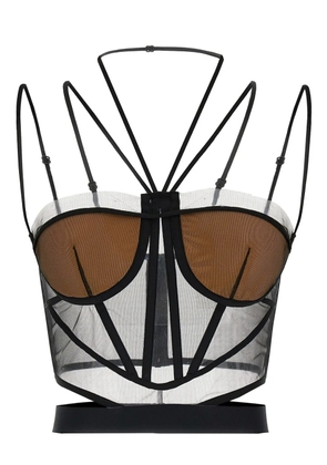 Nensi Dojaka sheer-panelled corset top - Black