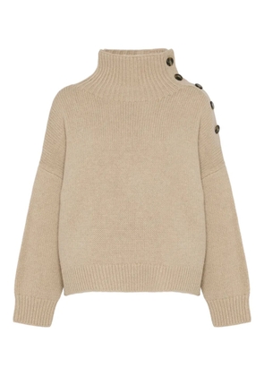 Yves Salomon high-neck button-detail sweater - Neutrals