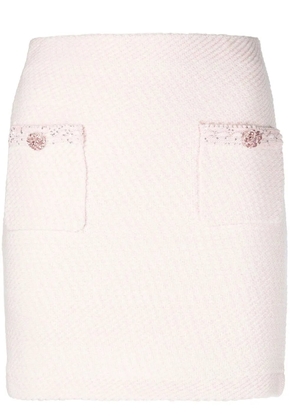 Self-Portrait braided-trim mini skirt - Pink