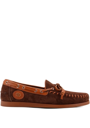 Valentino Garavani lace-detail boat shoes - Brown