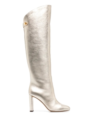Maison Skorpios 90mm metallic leather boots - Gold