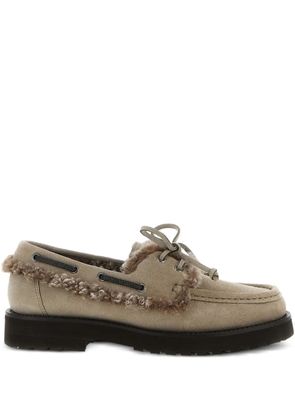Brunello Cucinelli shearling-trimmed suede loafers - Grey