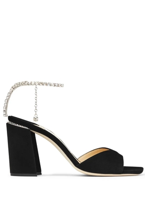 Jimmy Choo Saeda 85mm crystal-strap sandals - Black