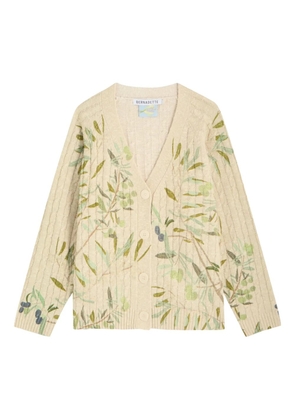 Bernadette floral-print cable-knit cardigan - Neutrals