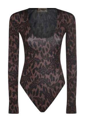 Fiorucci long-sleeved animal-print bodie - Brown