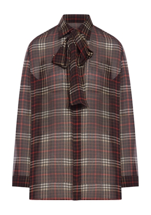 Saint Laurent plaid silk blouse - Red