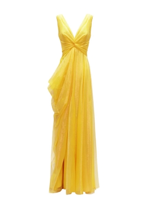 Gemy Maalouf V-neckline draped maxi dress - Yellow