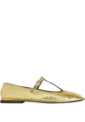 The Row T-strap square-toe ballet flats - Gold