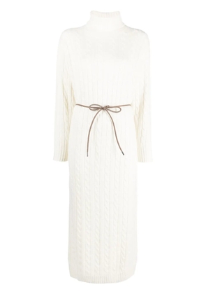 Peserico tied-waist cable-knit dress - White