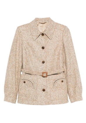 Blazé Milano belted speckled wool jacket - Neutrals