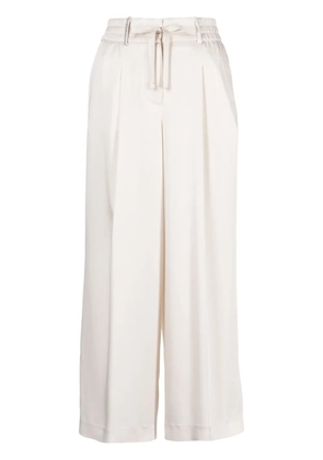 Peserico cropped satin wide-leg trousers - White