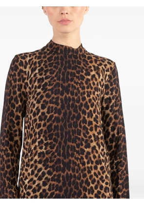 Michael Kors Collection mock-neck cheetah-print mini dress - Brown