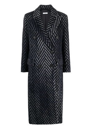 Peserico chevron-knit double-breasted coat - Blue