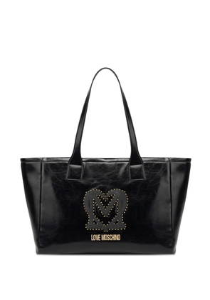 Love Moschino logo-plaque studded tote bag - Black
