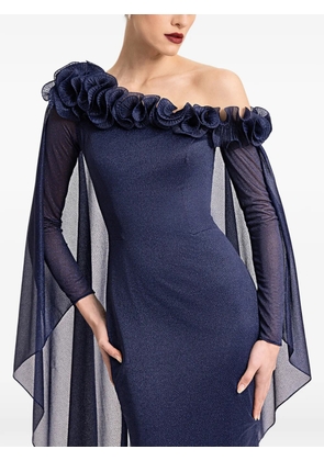 Gemy Maalouf asymmetric-neck gown - Blue