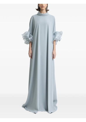Gemy Maalouf ruffled-cuff mock-neck maxi dress - Blue