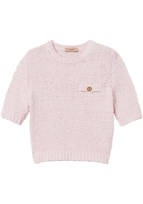 TWINSET Oval T button cropped jumper - Pink