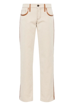 Miu Miu leather-trim canvas trousers - Neutrals