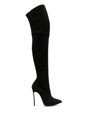 Casadei Blade 115mm above-knee suede boots - Black