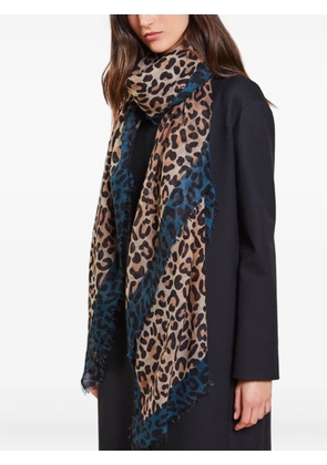 Faliero Sarti leopard-print fringed scarf - Brown