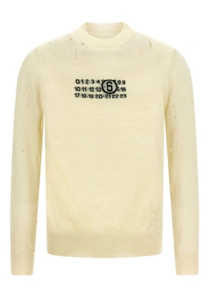 MM6 Maison Margiela jacquard-detail distressed wool sweater - Beige