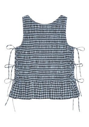 GANNI checkered top - Blue