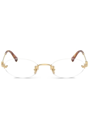 Miu Miu Eyewear logo-plaque round-frame glasses - Gold